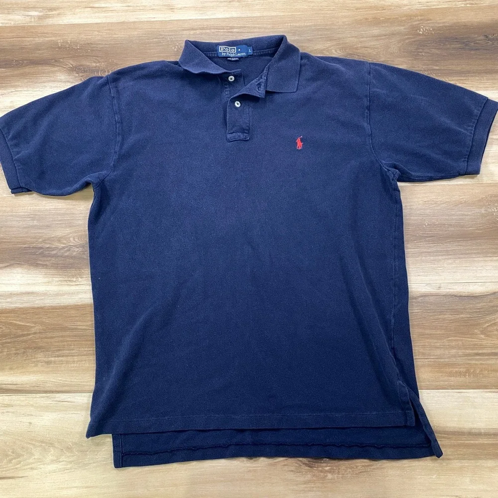 Polo Ralph Lauren Polo Men L Classic Cotton Pique Navy Blue Vintage Heritage Ivy